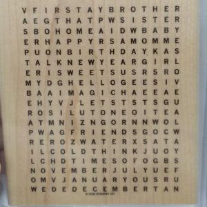 Vintage Stampin Up rubber stamp large Word Search